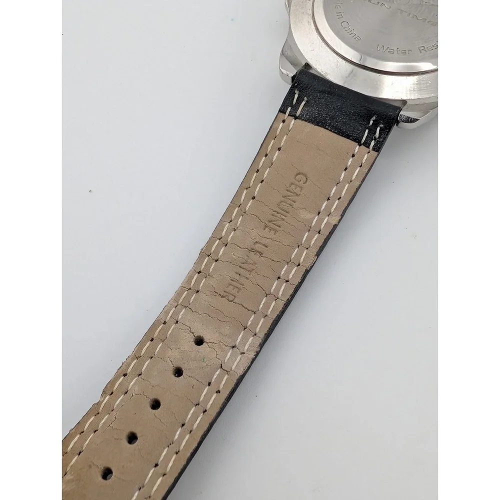 Ohio State Buckeyes Sun Time Men's Watch Black Leather Band- New Battery
